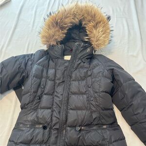Moncler Black Puffer Jacket with Fur